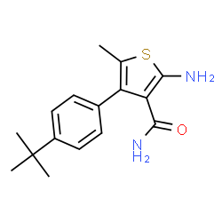 ChemSpider 2D Image | 2-Amino-4-(4-tert-butylphenyl)-5-methylthiophene-3-carboxamide | C16H20N2OS
