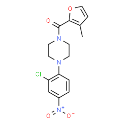 ChemSpider 2D Image | [4-(2-Chloro-4-nitrophenyl)-1-piperazinyl](3-methyl-2-furyl)methanone | C16H16ClN3O4