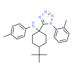ChemSpider 2D Image | 4-Methyl-N-{1-[1-(2-methylphenyl)-1H-tetrazol-5-yl]-4-(2-methyl-2-propanyl)cyclohexyl}aniline | C25H33N5