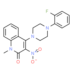 ChemSpider 2D Image | 4-[4-(2-Fluorophenyl)-1-piperazinyl]-1-methyl-3-nitro-2(1H)-quinolinone | C20H19FN4O3
