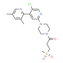 ChemSpider 2D Image | 1-[4-(5'-Chloro-3,5-dimethyl-2,4'-bipyridin-2'-yl)-1-piperazinyl]-3-(methylsulfonyl)-1-propanone | C20H25ClN4O3S