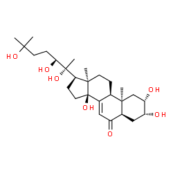 ChemSpider 2D Image | (2beta,3beta,5beta,9beta,17alpha,22R)-2,3,14,20,22,25-Hexahydroxycholest-7-en-6-one | C27H44O7