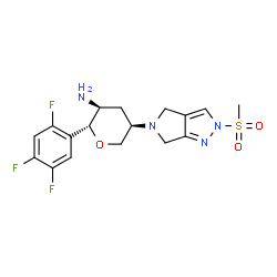 ChemSpider 2D Image | (2R,3S,5R)-5-[2-(Methylsulfonyl)-2,6-dihydropyrrolo[3,4-c]pyrazol-5(4H)-yl]-2-(2,4,5-trifluorophenyl)tetrahydro-2H-pyran-3-amine | C17H19F3N4O3S
