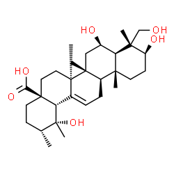 ChemSpider 2D Image | (3beta,6beta)-3,6,19,23-Tetrahydroxyurs-12-en-28-oic acid | C30H48O6