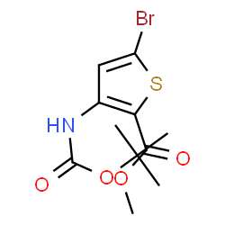 ChemSpider 2D Image | METHYL 5-BROMO-3-[(TERT-BUTOXYCARBONYL)AMINO]THIOPHENE-2-CARBOXYLATE | C11H14BrNO4S