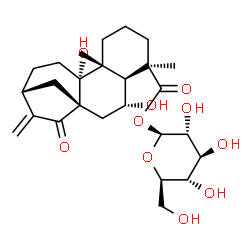 ChemSpider 2D Image | 1-O-[(5beta,6beta,8alpha,9beta,10alpha,13alpha)-6,9-Dihydroxy-15,18-dioxokaur-16-en-18-yl]-beta-D-glucopyranose | C26H38O10