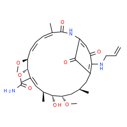 ChemSpider 2D Image | (4Z,6Z,8S,9S,10Z,12S,13R,14S,16R)-19-(Allylamino)-13-hydroxy-8,14-dimethoxy-4,10,12,16-tetramethyl-3,20,22-trioxo-2-azabicyclo[16.3.1]docosa-1(21),4,6,10,18-pentaen-9-yl carbamate | C31H43N3O8