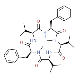 ChemSpider 2D Image | Cyclo(L-phenylalanyl-N-methyl-L-valyl-L-valyl-N-methyl-L-phenylalanyl-L-valyl) | C35H49N5O5