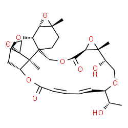 ChemSpider 2D Image | (1R,3S,4S,6R,9R,13S,15R,16S,19R,20E,26R,27S,28S)-16-Hydroxy-19-[(1S)-1-hydroxyethyl]-6,15,27-trimethyl-12H,24H-spiro[2,5,11,14,18,25-hexaoxahexacyclo[24.2.1.0~3,9~.0~4,6~.0~9,27~.0~13,15~]nonacosa-20,
22-diene-28,2'-oxirane]-12,24-dione | C29H38O11