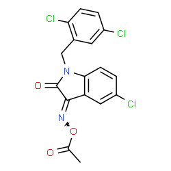 ChemSpider 2D Image | (3E)-3-(Acetoxyimino)-5-chloro-1-(2,5-dichlorobenzyl)-1,3-dihydro-2H-indol-2-one | C17H11Cl3N2O3
