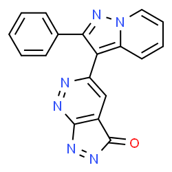 ChemSpider 2D Image | 5-(2-Phenylpyrazolo[1,5-a]pyridin-3-yl)-3H-pyrazolo[3,4-c]pyridazin-3-one | C18H10N6O
