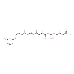 ChemSpider 2D Image | (2E,10E,12E,16E,18E)-6-Hydroxy-3,5,7,9,11,15,17-heptamethyl-8-oxo-19-(6-oxo-3,6-dihydro-2H-pyran-2-yl)-2,10,12,16,18-nonadecapentaenoic acid | C31H44O6