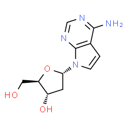 ChemSpider 2D Image | 7-(2-Deoxy-alpha-D-erythro-pentofuranosyl)-7H-pyrrolo[2,3-d]pyrimidin-4-amine | C11H14N4O3
