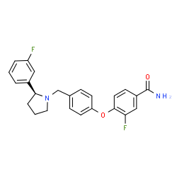 ChemSpider 2D Image | 3-Fluoro-4-(4-{[(2S)-2-(3-fluorophenyl)-1-pyrrolidinyl]methyl}phenoxy)benzamide | C24H22F2N2O2