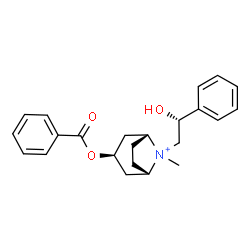 ChemSpider 2D Image | (3-endo)-3-(Benzoyloxy)-8-[(2R)-2-hydroxy-2-phenylethyl]-8-methyl-8-azoniabicyclo[3.2.1]octane | C23H28NO3