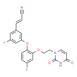 ChemSpider 2D Image | (2E)-3-(3-{2-[2-(2,4-Dioxo-3,4-dihydro-1(2H)-pyrimidinyl)ethoxy]-4-fluorophenoxy}-5-fluorophenyl)acrylonitrile | C21H15F2N3O4