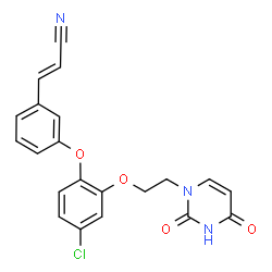 ChemSpider 2D Image | (2E)-3-(3-{4-Chloro-2-[2-(2,4-dioxo-3,4-dihydro-1(2H)-pyrimidinyl)ethoxy]phenoxy}phenyl)acrylonitrile | C21H16ClN3O4