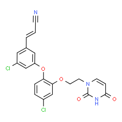ChemSpider 2D Image | (2E)-3-(3-Chloro-5-{4-chloro-2-[2-(2,4-dioxo-3,4-dihydro-1(2H)-pyrimidinyl)ethoxy]phenoxy}phenyl)acrylonitrile | C21H15Cl2N3O4