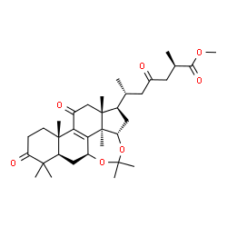 ChemSpider 2D Image | Methyl (2R,6R)-6-[(1R,2aS,5aS,6aR,10aS,12aR,12bR)-4,4,7,7,10a,12a,12b-heptamethyl-8,11-dioxo-2,2a,5a,6,6a,7,8,9,10,10a,11,12,12a,12b-tetradecahydro-1H-3,5-dioxaazuleno[7,8,1-mna]phenanthren-1-yl]-2-me
thyl-4-oxoheptanoate | C34H50O7