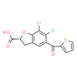 ChemSpider 2D Image | (2R)-6,7-Dichloro-5-(2-thienylcarbonyl)-2,3-dihydro-1-benzofuran-2-carboxylic acid | C14H8Cl2O4S