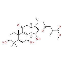 ChemSpider 2D Image | Methyl (3beta,7beta,15alpha,25R)-3,7,15-trihydroxy-11,23-dioxolanost-8-en-26-oate | C31H48O7