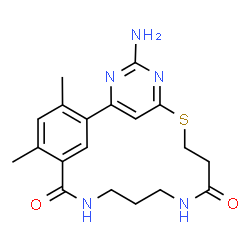 ChemSpider 2D Image | 4-Amino-18,20-dimethyl-7-thia-3,5,11,15-tetraazatricyclo[15.3.1.1~2,6~]docosa-1(21),2(22),3,5,17,19-hexaene-10,16-dione | C19H23N5O2S