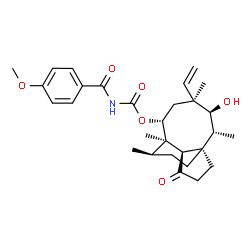 ChemSpider 2D Image | (1S,2R,3S,4S,6R,7R,8R,14R)-3-Hydroxy-2,4,7,14-tetramethyl-9-oxo-4-vinyltricyclo[5.4.3.0~1,8~]tetradec-6-yl (4-methoxybenzoyl)carbamate | C29H39NO6