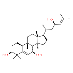 ChemSpider 2D Image | (1S,4S,7S,9beta,23R)-9,10,14-Trimethyl-4,9-cyclo-9,10-secocholesta-5,24-diene-1,7,23-triol | C30H50O3