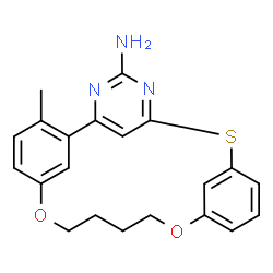 ChemSpider 2D Image | 22-Methyl-13,18-dioxa-7-thia-3,5-diazatetracyclo[17.3.1.1~2,6~.1~8,12~]pentacosa-1(23),2(25),3,5,8(24),9,11,19,21-nonaen-4-amine | C21H21N3O2S
