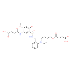 ChemSpider 2D Image | 4-{[1-(2-{[({5-[(3-Carboxypropanoyl)amino]-2,4-dimethoxyphenyl}sulfonyl)amino]methyl}phenyl)-4-piperidinyl]methoxy}-4-oxobutanoic acid | C29H37N3O11S