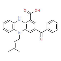 ChemSpider 2D Image | 3-Benzoyl-5-(3-methyl-2-buten-1-yl)-5,10-dihydro-1-phenazinecarboxylic acid | C25H22N2O3