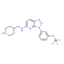ChemSpider 2D Image | N-(Piperidin-4-Ylmethyl)-3-[3-(Trifluoromethyloxy)phenyl]-[1,2,3]triazolo[4,5-B]pyridin-5-Amine | C18H19F3N6O