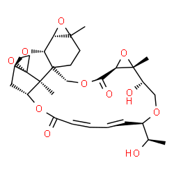ChemSpider 2D Image | (1R,3S,4S,9R,13S,15R,16S,19R,20E,26R,27S,28S)-16-Hydroxy-19-(1-hydroxyethyl)-6,15,27-trimethyl-12H,24H-spiro[2,5,11,14,18,25-hexaoxahexacyclo[24.2.1.0~3,9~.0~4,6~.0~9,27~.0~13,15~]nonacosa-20,22-diene
-28,2'-oxirane]-12,24-dione | C29H38O11