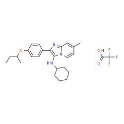 ChemSpider 2D Image | 2-[4-(sec-Butylsulfanyl)phenyl]-N-cyclohexyl-7-methylimidazo[1,2-a]pyridin-3-amine trifluoroacetate (1:1) | C26H32F3N3O2S