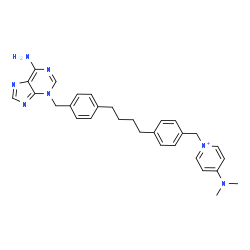 ChemSpider 2D Image | 1-[4-(4-{4-[(6-Amino-3H-purin-3-yl)methyl]phenyl}butyl)benzyl]-4-(dimethylamino)pyridinium | C30H34N7
