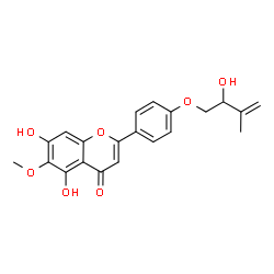 ChemSpider 2D Image | 5,7-Dihydroxy-2-{4-[(2-hydroxy-3-methyl-3-buten-1-yl)oxy]phenyl}-6-methoxy-4H-chromen-4-one | C21H20O7