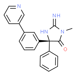 ChemSpider 2D Image | (2e,5r)-2-Imino-3-Methyl-5-Phenyl-5-[3-(Pyridin-3-Yl)phenyl]imidazolidin-4-One | C21H18N4O