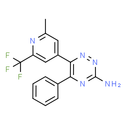 ChemSpider 2D Image | 6-[2-Methyl-6-(trifluoromethyl)-4-pyridinyl]-5-phenyl-1,2,4-triazin-3-amine | C16H12F3N5