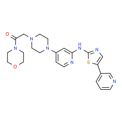ChemSpider 2D Image | 1-(4-Morpholinyl)-2-[4-(2-{[5-(3-pyridinyl)-1,3-thiazol-2-yl]amino}-4-pyridinyl)-1-piperazinyl]ethanone | C23H27N7O2S