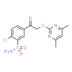 ChemSpider 2D Image | 2-Chloro-5-{[(4,6-dimethyl-2-pyrimidinyl)sulfanyl]acetyl}benzenesulfonamide | C14H14ClN3O3S2