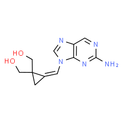 ChemSpider 2D Image | {(2Z)-2-[(2-Amino-9H-purin-9-yl)methylene]-1,1-cyclopropanediyl}dimethanol | C11H13N5O2
