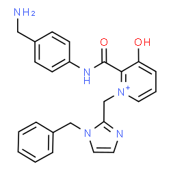 ChemSpider 2D Image | 2-{[4-(Aminomethyl)phenyl]carbamoyl}-1-[(1-benzyl-1H-imidazol-2-yl)methyl]-3-hydroxypyridinium | C24H24N5O2
