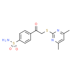 ChemSpider 2D Image | 4-{[(4,6-Dimethyl-2-pyrimidinyl)sulfanyl]acetyl}benzenesulfonamide | C14H15N3O3S2
