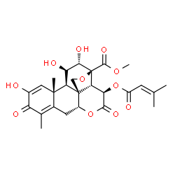 ChemSpider 2D Image | Methyl (11beta,12alpha,15beta)-2,11,12-trihydroxy-15-[(3-methyl-2-butenoyl)oxy]-3,16-dioxo-13,20-epoxypicrasa-1,4-dien-21-oate | C26H30O11