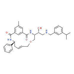 ChemSpider 2D Image | (4S,8E,11R)-4-{(1R)-1-Hydroxy-2-[(3-isopropylbenzyl)amino]ethyl}-16-methyl-11-phenyl-6-oxa-3,12-diazabicyclo[12.3.1]octadeca-1(18),8,14,16-tetraene-2,13-dione | C34H41N3O4
