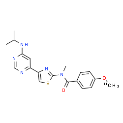 ChemSpider 2D Image | N-[4-[6-(isopropylamino)pyrimidin-4-yl]thiazol-2-yl]-4-methoxy-N-methyl-benzamide | C1811CH21N5O2S