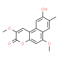 ChemSpider 2D Image | 9-Hydroxy-2,6-dimethoxy-8-methyl-3H-benzo[f]chromen-3-one | C16H14O5