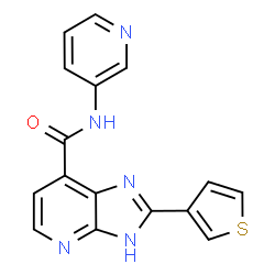 ChemSpider 2D Image | N-(3-Pyridinyl)-2-(3-thienyl)-1H-imidazo[4,5-b]pyridine-7-carboxamide | C16H11N5OS