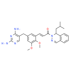 ChemSpider 2D Image | (2E)-3-{5-[(2,4-Diamino-5-pyrimidinyl)methyl]-2,3-dimethoxyphenyl}-1-(1-isobutyl-2(1H)-phthalazinyl)-2-propen-1-one | C28H32N6O3