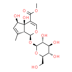 ChemSpider 2D Image | Methyl (1S,4aR,5R,7aR)-1-(beta-D-glucopyranosyloxy)-4a,5-dihydroxy-7-methyl-1,4a,5,7a-tetrahydrocyclopenta[c]pyran-4-carboxylate | C17H24O11
